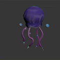 Purple Jellyfish Featuring Purple Tentacles and Blue Spots on Reflective Surface