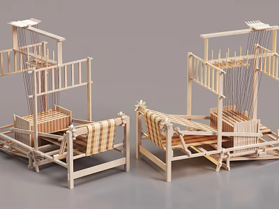 Wooden Looms For Hand Weaving Traditional Craft Tools And Textile Art 3d model