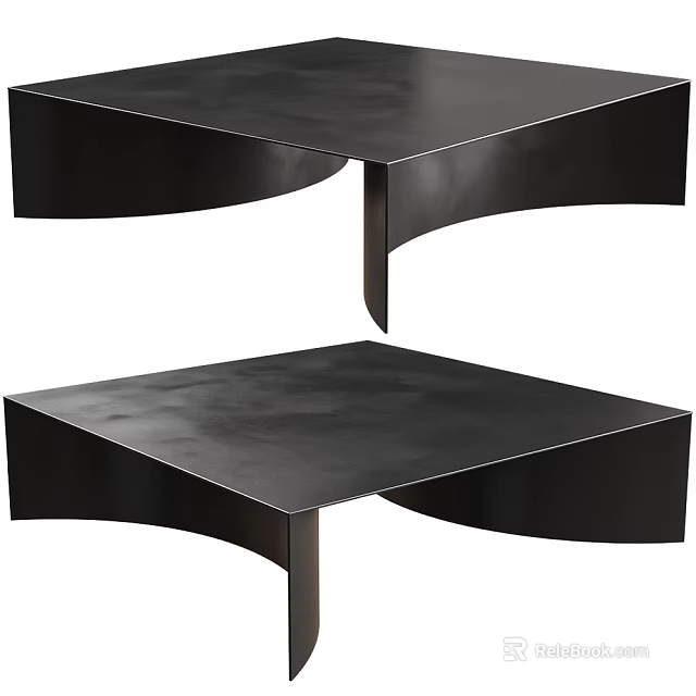 Modern Black Sofa Coffee Table Set With Sleek Surface And Metal Frame Design 3d model