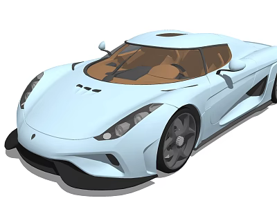 White Sports Car With Streamlined Design Brown Leather Seats And Large Alloy Wheels 3d model