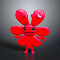 Red Flower Shaped Cartoon Game Movie Character With Smiling Face And 3D Design