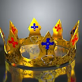 Golden Decorative Crown Featuring Red Blue Crosses And Ornate Patterns As Household Decor Item