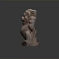 Ancient Carved Stone Lion Statue With Intricate Details And Traditional Design