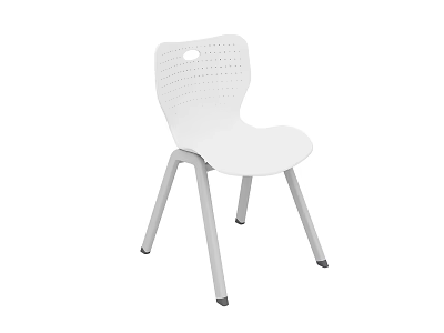 White Modern Leisure Chair With Perforated Backrest And Metal Legs Design 3d model