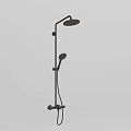 Modern Black Shower System with Rainfall Head and Handheld Sprayer Wall Mounted Design for Bathroom