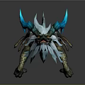 Frost Dragon Themed Long Staff Weapon With Icy Blue Crystal Details
