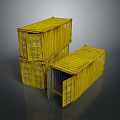 Three Yellow Stacked Practical Storage Containers With Open Door For Household Organization 3d model