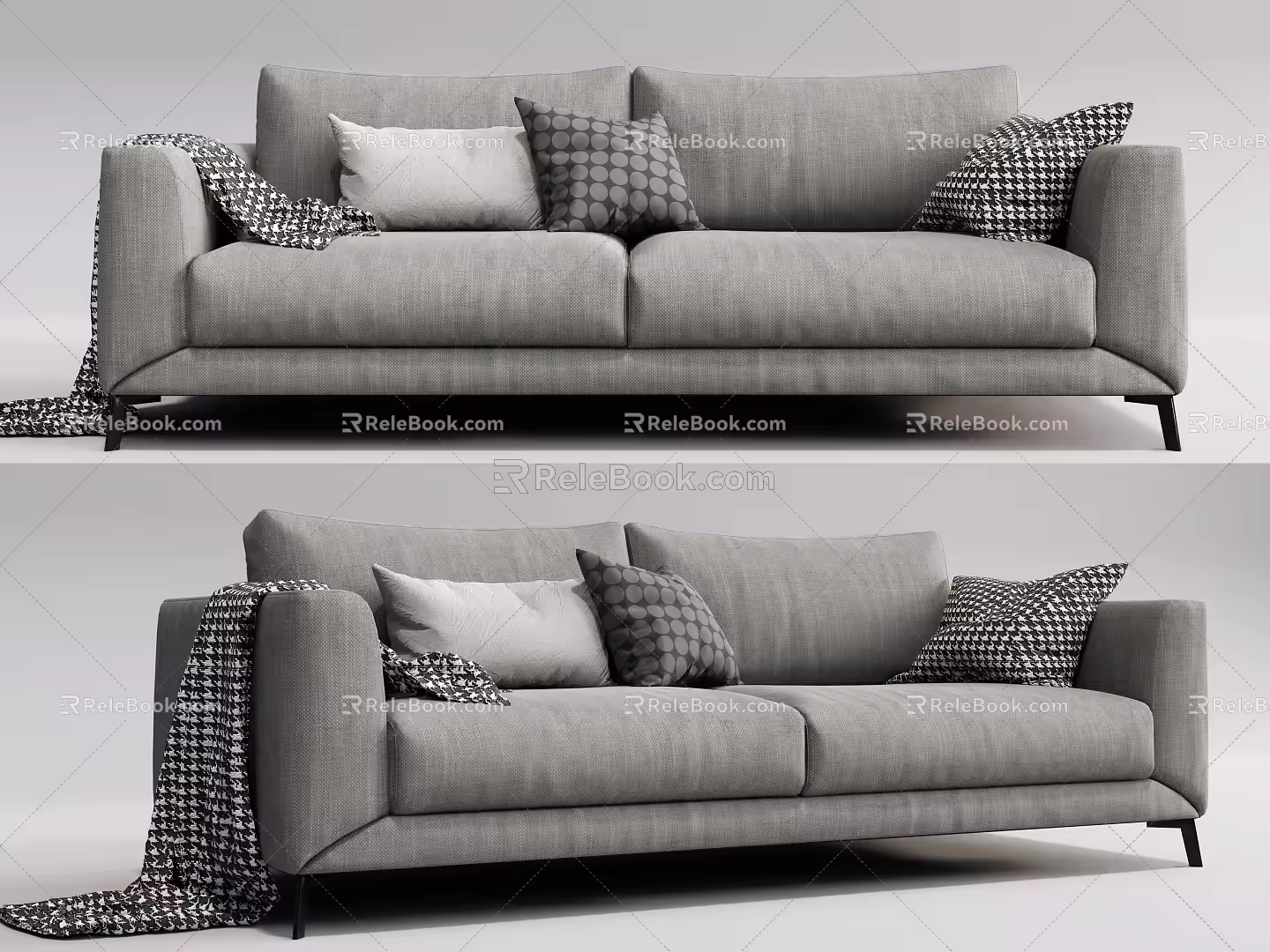 Modern double sofa three-seat sofa 3d model