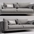 Modern double sofa three-seat sofa 3d model