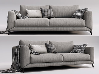 Modern double sofa three-seat sofa 3d model