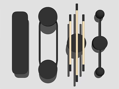 Modern Wall Lamps with Various Geometric Designs Black Metal and Wooden Elements 3d model