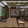 Shopping Mall Clothing Store Interior With Display Racks Decorative Ceiling Chandelier And Mirror Table