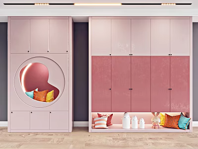 Pink wardrobe Modern wardrobe 3d model