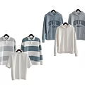 Stylish NYC Printed Sweatshirts in White Gray and Striped Hanging on Hangers