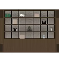 Modern Luxury Wooden Decorative Cabinet With LED Lighting And Glass Shelves For Storage