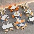 Colorful Indoor Table And Chair Sets With Round Square Tables And Multi Colored Chairs