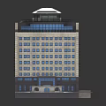 Modern Multi Storey Office Building With Glass Curtain Wall Solar Roof And Entrance Plaza