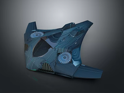Futuristic Mechanical Structure With Intricate Textures Gear Shaped Parts And Blue Metallic Finish 3d model