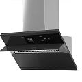Modern Kitchen Range Hood With Black Glass Panel Stainless Steel Body And Digital