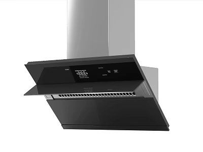 Modern Kitchen Range Hood With Black Glass Panel Stainless Steel Body And Digital 3d model