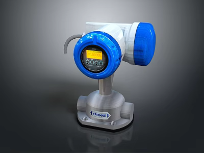 Risoner Industrial Digital Meter With Blue Top Circular Display And Silver Base 3d model