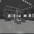 Modern Clothing Store Interior With Clothing Racks Mannequins And Decorative Lighting