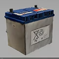 Blue And White Battery With Recycling Symbol And PD Label