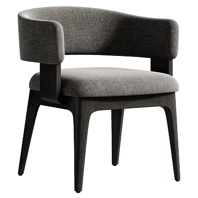 Modern Dark Solid Wood Dining Chair With Soft Grey Fabric Upholstery For Home Dining Rooms 3d model