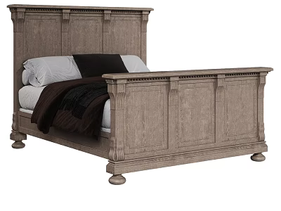 Vintage Classic Wooden Double Bed With Ornate Carved Headboard And Decorative Footboard 3d model