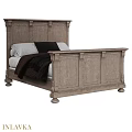 Vintage Classic Wooden Double Bed With Ornate Carved Headboard And Decorative Footboard