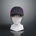 Black And Pink Trucker Hat With Mesh Panels On Mannequin Head