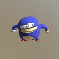 Cute Blue Chubby Cartoon Character With White Eyes Yellow Belly And Red Shoes