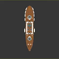 3D Rendered Warship With Red Hull And Deck