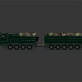 Green Heavy Duty Tracked Truck With Camouflage Covered Cargo Beds
