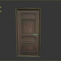Vintage Antique Wooden Door With Intricate Carved Panels And Golden Handle