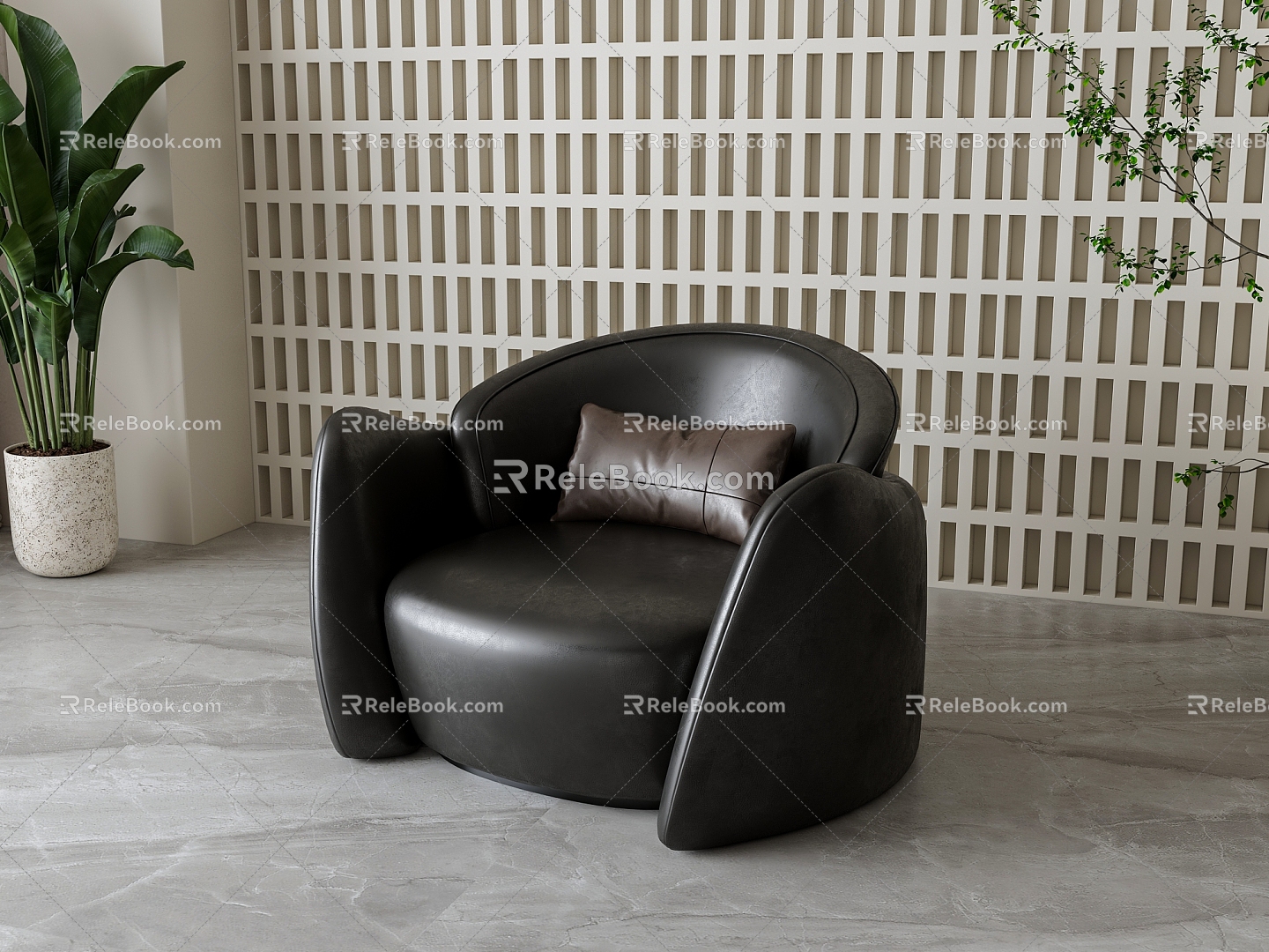 Leather single sofa 3d model