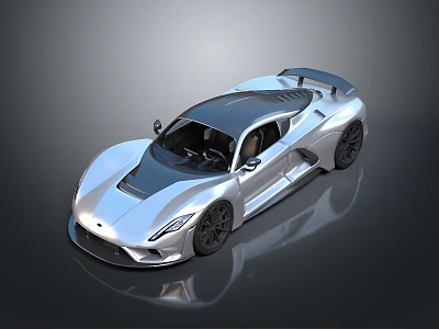 Silver Sleek Sports Car With Modern Exterior Black Roof And Alloy Wheels 3d model