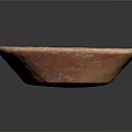 Artistic Handcrafted Bowl Shaped Sculpture Carving With Orange Brown Striped Texture