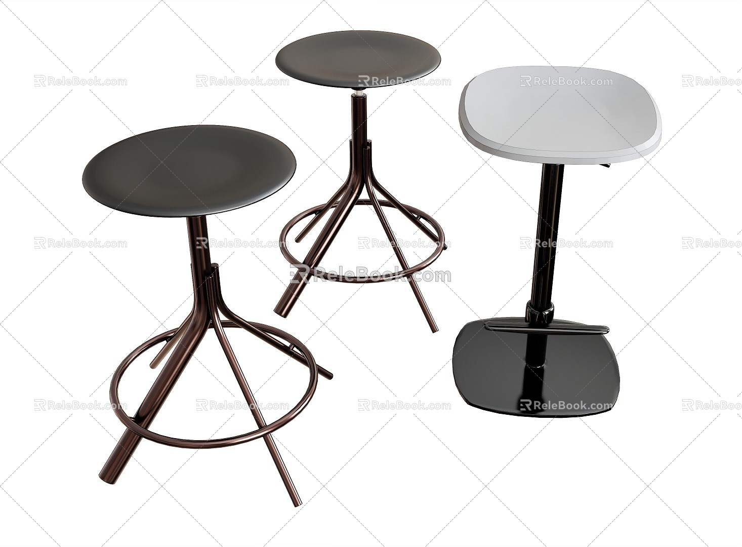 Modern Bar Stool High Stool Round Stool 3d model