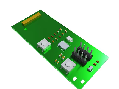 Green Circuit Board With Electronic Components Chip Connector Resistors And Capacitors 3d model