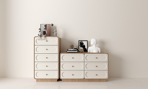 Simple Log Cream Style Five-drawer Cabinet Six or Eight Bedroom Living Room Wall End-of-bed Storage Entrance Sideboard Cabinet Storage Cabinet 3d model