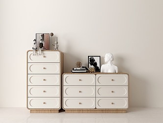 Simple Log Cream Style Five-drawer Cabinet Six or Eight Bedroom Living Room Wall End-of-bed Storage Entrance Sideboard Cabinet Storage Cabinet 3d model