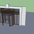 Architectural Building Entrance Featuring Revolving Door Decorative Arch And Glass Windows With White Brick Wall