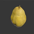 Single Fresh Ripe Yellow Pear on Black Surface with Smooth Skin and Reflection