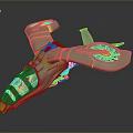 Futuristic Sci-Fi Aircraft With Beige And Gray Body Large Curved Wings And Circular Thrusters