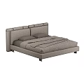 Modern Upholstered Bed With Beige Pillows Light Gray Frame And Simple Design 3d model