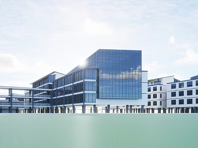 Modern School Building Architecture With Glass Facade And Multi Storey Classroom Wings 3d model