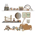 Wooden Building Blocks for Kids with Train Hot Air Balloon Cart and Stacking Rings