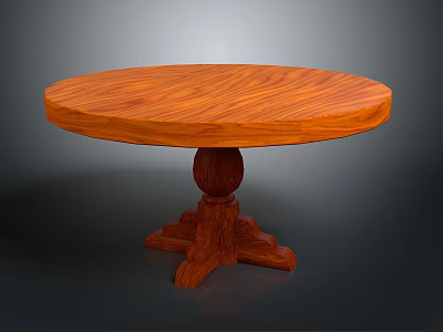 Classic Solid Wood Round Dining Table With Sturdy Pedestal Base Design 3d model