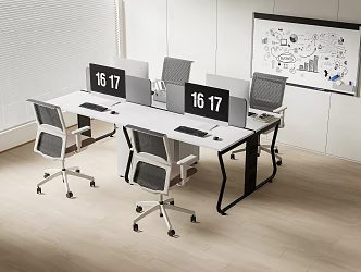 Modern Office Desk and Chair Staff Station Computer Desk and Chair 3d model